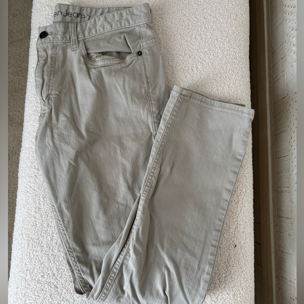 Calvin Klein Slim Fit Beige Denim Pant